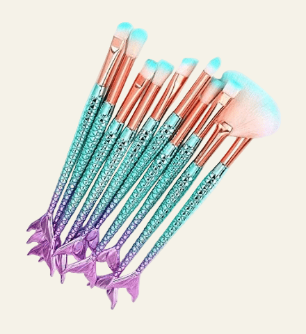 Kit 10 Pincéis de maquiagem Sereia