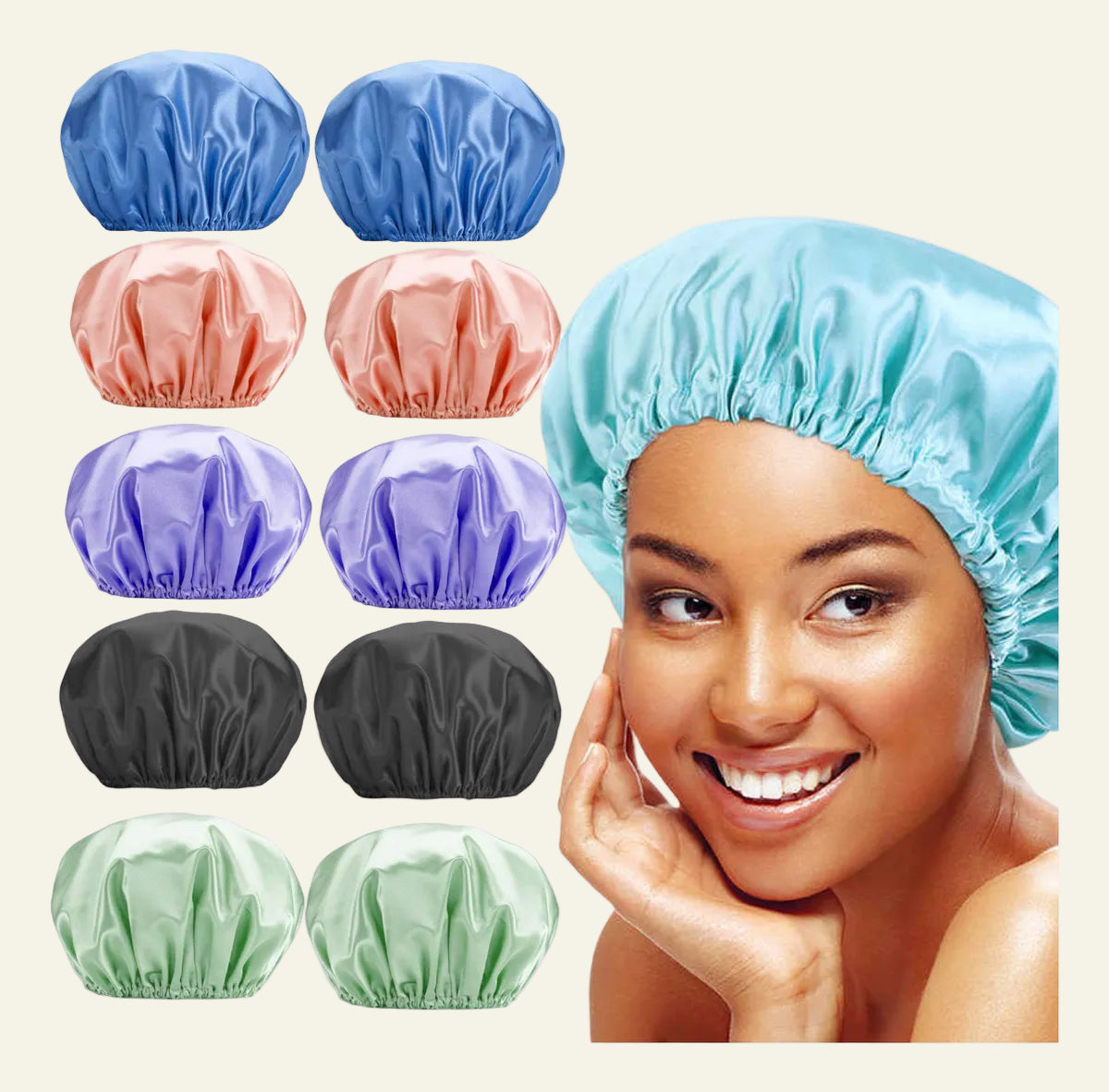 Kit c/ 12 Touca de Cetim Anti-Frizz