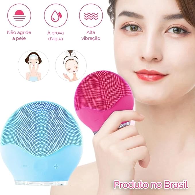 Esponja elétrica massageadora para limpeza facial