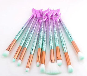 Kit 10 Pincéis de maquiagem Sereia